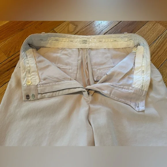 Wilfred Aritzia High Rise Pleated Wide Leg Trouser Pants Womens Size 12 Ivory - Picture 6 of 15